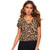 MakeMeChic Women s Short Batwing Sleeve V Cut Neck Leopard Top Blouse Multi M