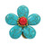 AeraVida 40 mm Handmade Simulated Turquoise Flower Brass Wire Wrap Ring