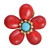 AeraVida 40mm Handmade Red Reconstructed Coral Flower Brass Wire Wrap Ring
