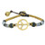 AeraVida Vintage Peace Sign with Simulated Black Onyx   Simulated Quartz Beads   Fashion Brass Beads Handmade Link Bracelet
