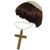 Monk Tonsure Wig   Giant Gold Plastic Priest Cross Crucifix