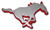 SMU Southern Methodist University Mustangs Metal Auto Emblem  Chrome  red Trim