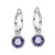 Elegant Purple Cubic Zirconia Dangle  925 Sterling Silver Hoop Earrings