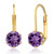 Gem Stone King 1 50 Ct Round 6mm Purple Amethyst Gemstone Birthstone Gold Plated Leverback Earrings