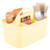 mDesign Plastic Portable Craft Storage Organizer Caddy Tote  Divided Basket Bin with Handle for Craft  Sewing  Art Supplies   Holds Paint Brushes  Colored Pencils  Stickers  Glue  Yarn   Light Yellow
