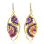 Motif Beads Marquise Simulated Amethyst Brass Dangle Earrings