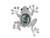 Alilang Silvery Tone Blue Green Abalone Colored Stone Frog Toad Brooch Pin