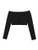 MakeMeChic Women s Solid Ruched Front Off The Shoulder Long Sleeve Crop Top Black S
