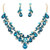 BriLove Wedding Bridal Necklace Earrings Jewelry Set for Women Crystal Enamel Teardrop Cluster Leaf Vine Statement Necklace Dangle Earrings Set Blue Topaz Color Gold Toned BriLove Wedding Bridal Necklace Earrings Jewelry Set for Women Crystal Enamel Teardrop Cluster Leaf Vine Statement Necklace Dangle Earrings Set Blue Topaz Color Gold Toned