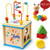 LuaLua Baby Toys for 1 2 3 Year Old Educational Wooden Bead Maze Shape Sorter Activity Cube Gifts for Boy And Girl Toddlers