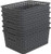Neadas Deep Grey Plastic Weave Wicker Storage Baskets  Rectangle  6 Packs