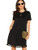 Romwe Women s Summer Short Sleeve Pocket Tassel Hem Loose Tunic T Shirt Dress Black M