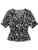 Romwe Women s Floral Short Sleeve Wrap V Neck Ruffle Top Peplum Blouse Black Floral M