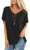 Womens Summer Tops Casual Short Sleeve Blouses Cotton Shirts Vneck Black L