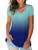Womens Short Sleeve Summer Tops Basic V Neck Tee Shirts Ombre Blue L