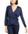 Bar III   Faux Wrap Tie Waist Top   Navy Blazer   S