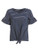 Romwe Women s Striped Short Sleeve Tie Front Knot Casual Loose Fit Tee T Shirt Navy M