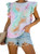 Lovezesent Womens Tie Dye Print Ruffled Tank Tops Summer Sleeveless Brief T Shirts with Pockets Small