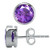 Silvershake 1 7ct  6mm Natural Round Shape African Amethyst White Gold Plated 925 Sterling Silver Stud Earrings