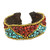 AeraVida Triangle Pattern Simulated Turquoise Reconstructed Coral Brass Cuff Bracelet