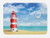 Ambesonne Beach Bath Mat, Realistic Illustration Lighthouse on Calm Seashore Flying Seagulls Ocean Scenery, Plush Bathroom Decor Mat with Non Slip Backing, 29.5 W X 17.5 W Inches, Vermilion Blue