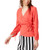 Bar III Womens Ruched Wrap Knit Blouse  Orange  Small
