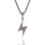 Moca Jewelry Hip Hop Iced Out Lightning Pendent 18K Gold Plated Chain Necklace for Men Women  Silver Moca Jewelry Hip Hop Iced Out Lightning Pendent 18K Gold Plated Chain Necklace for Men Women  Silver