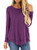 LANREMON Women s Casual Crewneck Tops Cotton Fall Long Sleeve T Shirt Side Split Loose Tunic Top Purple M