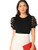 Romwe Women s Summer Short Sleeve Mock Neck Casual Blouse Tops Floral Black Large