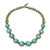AeraVida Brass Embellished Round Simulated Turquoise Handmade Necklace