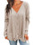 MIHOLL Womens Loose Blouse Long Sleeve V Neck Button Down T Shirts Tie Front Knot Casual Tops  Medium  Z  Oatmeal