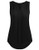 Grabsa Women s Chiffon Blouse Notch Neck Sleeveless Pleated Front Tank Top Black