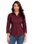 Riatobe Womens Button Down Shirts Basic Official Formal 3 4 Sleeve Blouse Tops Wine Red