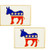 Democratic Party Donkey Logo Seal 1" Lapel or Hat Pin (2 Donkey Rect.)