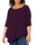 Star Vixen Women s Plus Size Elbow Cinch Sleeve Hanky Hem Top  Plum Solid  2X