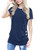 MOLERANI Women s Casual Short Sleeve Round Neck Loose Tunic T Shirt Blouse Tops  2XL  Short Sleeve Navy Blue