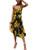 SWQZVT Women s Dress Summer Spaghetti Strap Sundress Casual Floral Midi Backless Button Up Swing Dresses with Pockets Black M