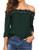 Womens Casual Lace Patchwork Long Sleeve Off Shoulder Tops Chiffon Shirt  Large  Green