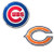 Rico Official Licensed Sports Teams Chrome Outlined Colored Auto Emblem  Chicago Bears   Cubs