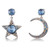 Richapex S925 Sterling Silver Earrings Crystal Dangle Earrings Moon and Star Asymmetric Drop Earrings for Women  Crystal from Swarovski  Blue