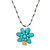 Brass Bells Floral Essence Simulated Turquoise Cotton Wax Rope Necklace