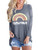 Womens Good Vibes Long Sleeve Tops Summer Graphic Tees Rainbow Print Tunics Shirts  1 Grey  Large