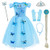 Party Chili Princess Costume for Little Girls Birthday Christmas Dress Up with Accessories 6 7 Years  Blue 130cm