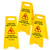 Alpine Industries 24 Inch Caution Wet Floor Sign   3 Pack A Frame Bright Yellow Warning Sign   Sturdy Double Sided Fold Out Bilingual Floor Safety Alert Ideal for Commercial Use