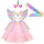 ICOSY Unicorn Dress for Girls Birthday Party Dress Unicorn Costume Tutu Princess Dress Outfit with Headband  Wings  Sash Pink ICOSY Unicorn Dress for Girls Birthday Party Dress Unicorn Costume Tutu Princess Dress Outfit with Headband  Wings  Sash Pink