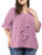 Agnes Orinda Women s Plus Size Work Smocked Sleeves V Neck Ruffle Blouse Top Purple 3X
