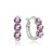 Sterling Silver Purple CZ Round Filigree Three Stone Hoop Earrings