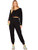 SweatyRocks Women s 2 Pieces Outfits Long Sleeve Crop Top and Sweatpants Jogger Set Black S