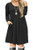 FOLUNSI Women s Plus Size Long Sleeve Pleated Loose Swing Casual Dress with Pockets Knee Length Black XL