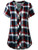 MOQIVGI Checker Shirt  Womens Notch Neck Short Sleeve Tartan Plaid Blouse Trendy Comfy Form Fitting A line Button Embellished Pleated Back Tops Business Casual Office Wear Blue Red Large